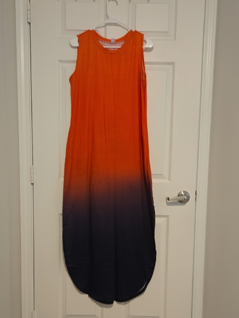 Sleeveless Orange to Navy Ombre Maxi Dress